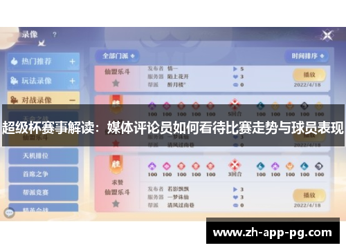 超级杯赛事解读：媒体评论员如何看待比赛走势与球员表现